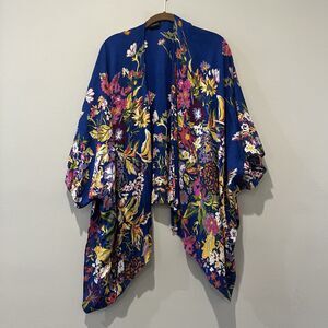Anthropologie Saachi Floral‎ Kimono Cardigan Women’s One Size Blue Modal Boho